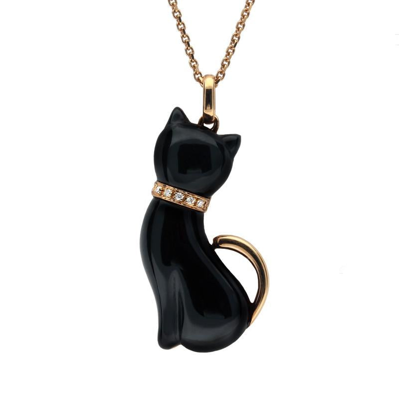 Black diamond cat necklace best sale