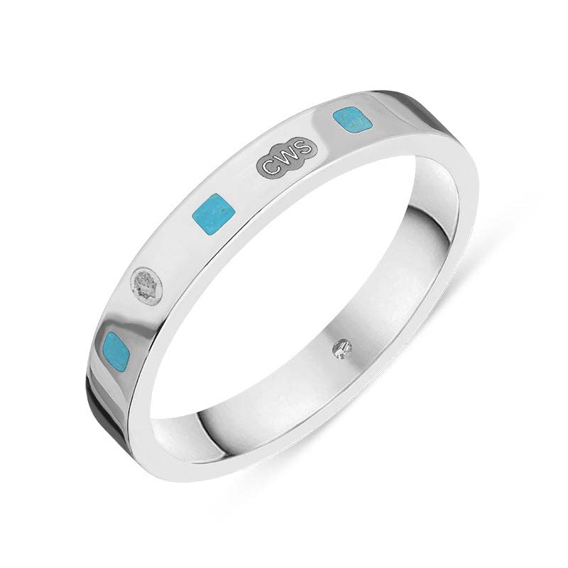 9ct White Gold Turquoise King s Coronation Hallmark Princess Cut 3mm R Blue John Gallery