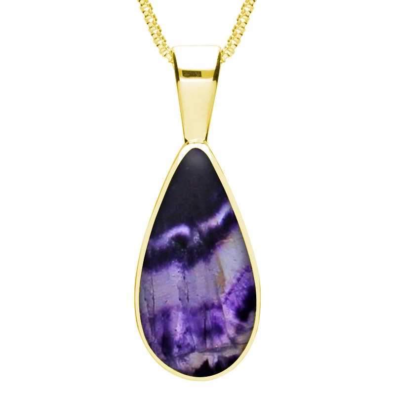 9ct Yellow Gold Blue John Classic Teardrop Necklace