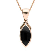 00029810 9ct Rose Gold Whitby Jet Marquise Necklace, P388