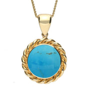 00034474 C W Sellors 9ct Yellow Gold Turquoise Round Rope Twist Necklace, P249