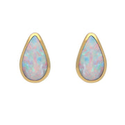 00067056 9ct Yellow Gold Opal Dinky Pear Stud Earrings, E225.