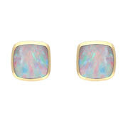00067070  9ct Yellow Gold Opal Small Dinky Cushion Stud Earrings, E335