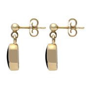00071803 C W Sellors 9ct Yellow Gold Whitby Jet Small Long Oval Drop Earrings, E287.