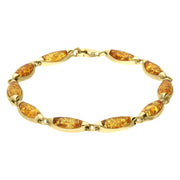 9ct Yellow Gold Amber 10 Stone Marquise Bracelet B660