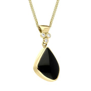 00101601 18ct Yellow Gold Whitby Jet 0.09ct Diamond Unique Offset Triangle Necklace, 18YJETDIA