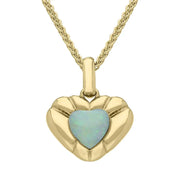00152508 9ct Yellow Gold Opal Stone in Ridged Heart Necklace P2539
