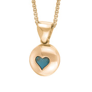18ct Rose Gold Turquoise Heart Disc Necklace