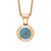 18ct Rose Gold Turquoise Heart Disc Necklace