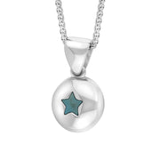 18ct White Gold Turquoise Star Disc Necklace