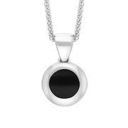 18ct White Gold Whitby Jet Heart Disc Necklace