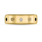 18ct Yellow Gold 0.09ct Diamond Whitby Jet King's Coronation Hallmark 6mm Ring