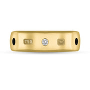 18ct Yellow Gold 0.09ct Diamond Whitby Jet King's Coronation Hallmark 6mm Ring