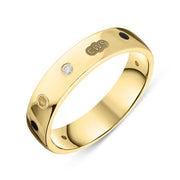 18ct Yellow Gold 0.08ct Diamond Whitby Jet King's Coronation Hallmark 5mm Ring R1193_5 CFH