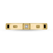 18ct Yellow Gold Diamond Jet King's Coronation Hallmark Princess Cut 3mm Ring R1199_3