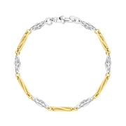18ct Yellow Gold Sterling Silver Twist Byzantine Handmade Bracelet C118BR