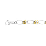 18ct Yellow Gold Sterling Silver Handmade Cable Chain Bracelet