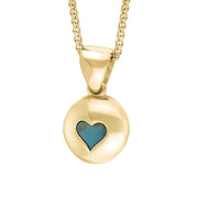 18ct Yellow Gold Turquoise Heart Disc Necklace