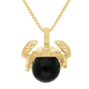 18ct Yellow Gold Whitby Jet Zodiac Cancer 10mm Bead Pendant, P3625.