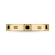 18ct Yellow Gold Jet King's Coronation Hallmark Princess Cut 3mm Ring R1199_3_CFH