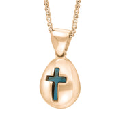 18ct Rose Gold Turquoise Cross Pear Shape Necklace