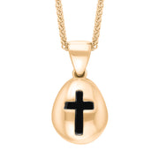 18ct Rose Gold Whitby Jet Cross Pear Shape Necklace