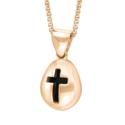 18ct Rose Gold Whitby Jet Cross Pear Shape Necklace