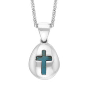 18ct White Gold Turquoise Cross Pear Shape Necklace