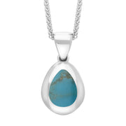 18ct White Gold Turquoise Cross Pear Shape Necklace