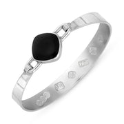 18ct White Gold Whitby Jet Jubilee Hallmark Collection Wide Cushion Bangle, B036_JFH