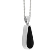 18ct White Gold Whitby Jet Malachite Small Double Sided Pear Cut Fob Necklace, P835_3.