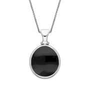 18ct White Gold Whitby Jet Malachite Small Double Sided Pear Fob Necklace, P220_2.