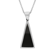 18ct White Gold Whitby Jet Malachite Small Double Sided Triangular Fob Necklace, P834_2.
