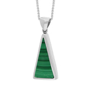 18ct White Gold Whitby Jet Malachite Small Double Sided Triangular Fob Necklace, P834_3.