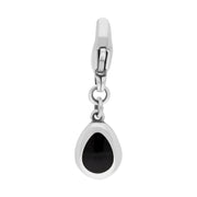 18ct White Gold Whitby Jet Pear Shaped Cross Clip Charm, G664_2.
