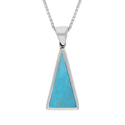 18ct White Gold Whitby Jet Turquoise Small Double Sided Triangular Fob Necklace, P834.