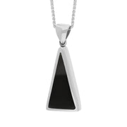 18ct White Gold Whitby Jet Turquoise Small Double Sided Triangular Fob Necklace, P834_3.