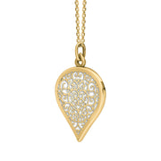 18ct Yellow Gold Bauxite Flore Filigree Large Heart Necklace. P3631._2