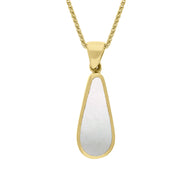 18ct Yellow Gold Blue John Mother Of Pearl Small Double Sided Pear Cut Fob Necklace, P835_2.