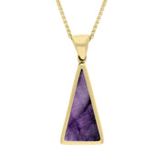 18ct Yellow Gold Blue John Mother Of Pearl Small Double Sided Triangular Fob Necklace, P834.
