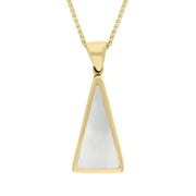 18ct Yellow Gold Blue John Mother Of Pearl Small Double Sided Triangular Fob Necklace, P834_2.