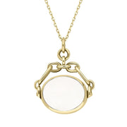 18ct Yellow Gold Blue John White Mother Of Pearl Double Sided Swivel Fob Necklace, P209_2.