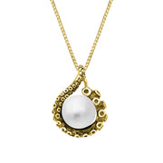18ct Yellow Gold Freshwater Pearl Bead Tentacle Necklace, P3421.