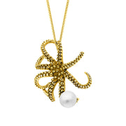 18ct Yellow Gold Freshwater Pearl Bead Octopus Necklace