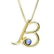 18ct Yellow Gold Moonstone Love Letters Initial B Necklace, P3449