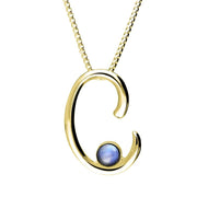 18ct Yellow Gold Moonstone Love Letters Initial C Necklace, P3450