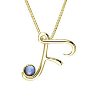 18ct Yellow Gold Moonstone Love Letters Initial F Necklace, P3453