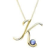 18ct Yellow Gold Moonstone Love Letters Initial K Necklace, P3458