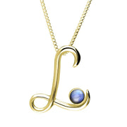 18ct Yellow Gold Moonstone Love Letters Initial L Necklace, P3459