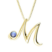 18ct Yellow Gold Moonstone Love Letters Initial M Necklace, P3460